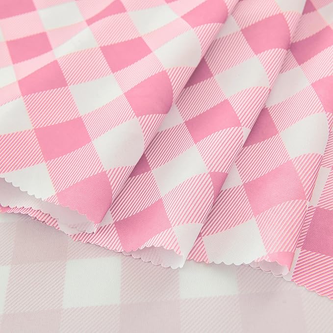 Waterproof Plaid Tablecloth Fabric - Round 108 Inch Classic Gingham Checker Table Cloth for Indoor/Outdoor Use - Buffalo Table Cover for Picnics, BBQs, and Parties