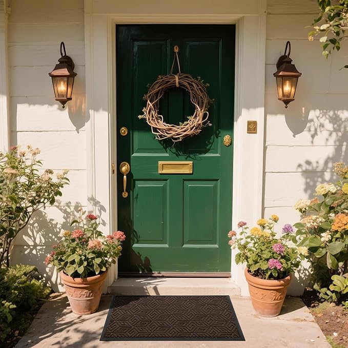 Yimobra Doormat Outdoor Entrance 29.5x17, All-Weather Waterproof Outdoor Mats for Front Door, Non Slip Welcome Door Mat for Patio Proch Outside Entryway Indoor, Brown