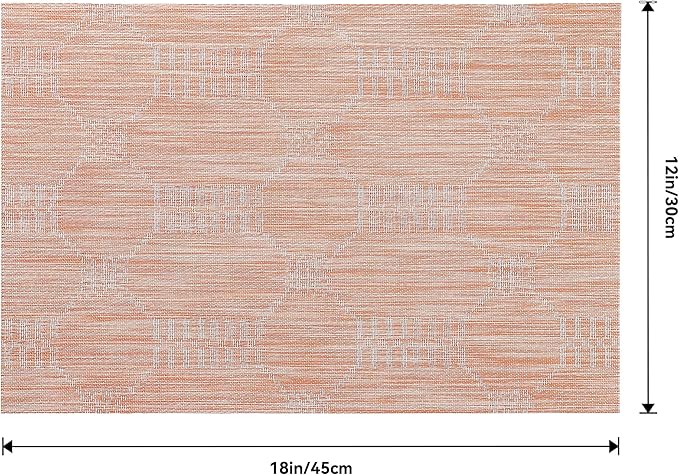Leetaltree Coral Placemats Set of 12 - Heat Resistant Non-Slip Place mats for Dining Table, Washable Durable PVC Vinyl Woven Table Mats（Coral, 12）