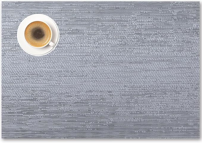 Placemats Set of 12 - Easy Clean Woven Vinyl Placemat for Dining Table, Indoor/Outdoor Place Mats, Washable PVC Table Mats（Gray）