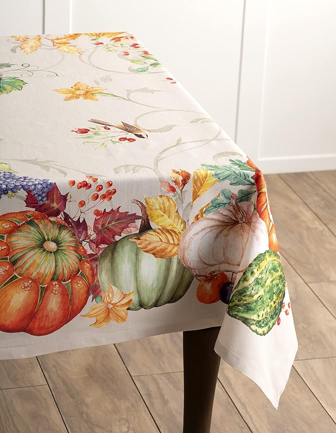 Maison d' Hermine Table Cloth Square Table 100% Cotton 60 x 60 Inches Fall Tablecloth Reusable Everyday Use for Thanksgiving Christmas Decorations Dining Farmhouse Party (Lumina)
