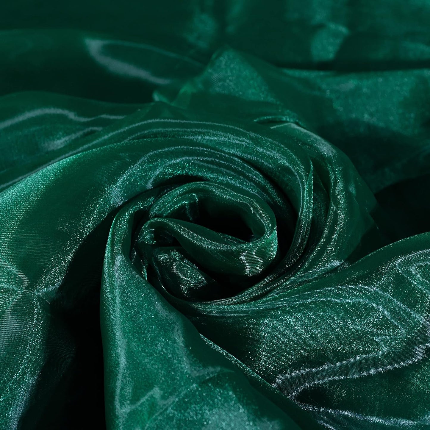 Fynite Sheer Organza Fabric | 2 Yards Long | 44" Wide | Bridal Solid Sheer Organza Bolt for Wedding Dress Fashion Craft Decorations - Hunter Green