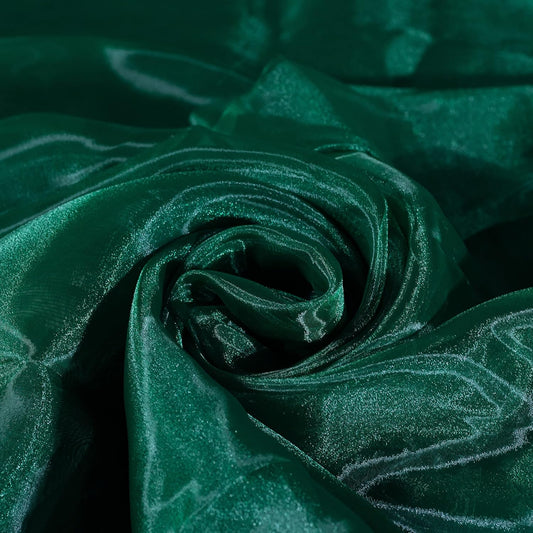 Fynite Sheer Organza Fabric | 5 Yards Long | 44" Wide | Bridal Solid Sheer Organza Bolt for Wedding Dress Fashion Craft Decorations - Hunter Green