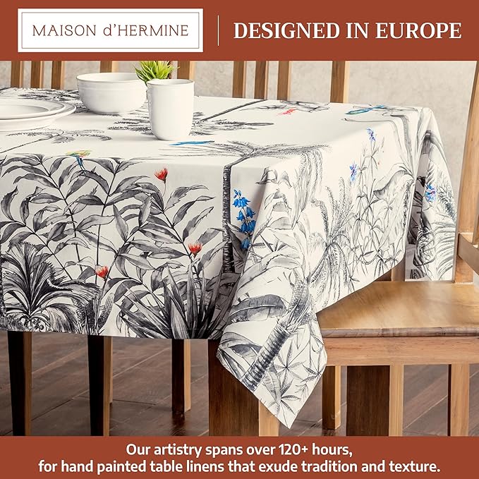 Maison d' Hermine Table Cloth Square Table 100% Cotton 60 x 60 Inches Fall Tablecloth Reusable Everyday Use for Thanksgiving Christmas Decorations Dining Farmhouse Party (Amazonia)