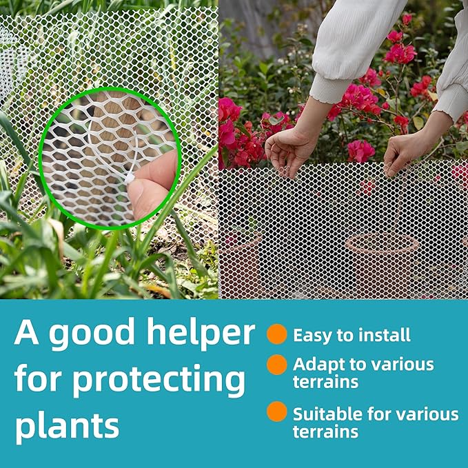 Pet & Garden Safeguard - 15.7IN x 32.8FT Roll - White Plastic Netting, Multi-Use Decorative Fencing for Poultry, Dogs, Rabbits,Chicken and Snake Barrier