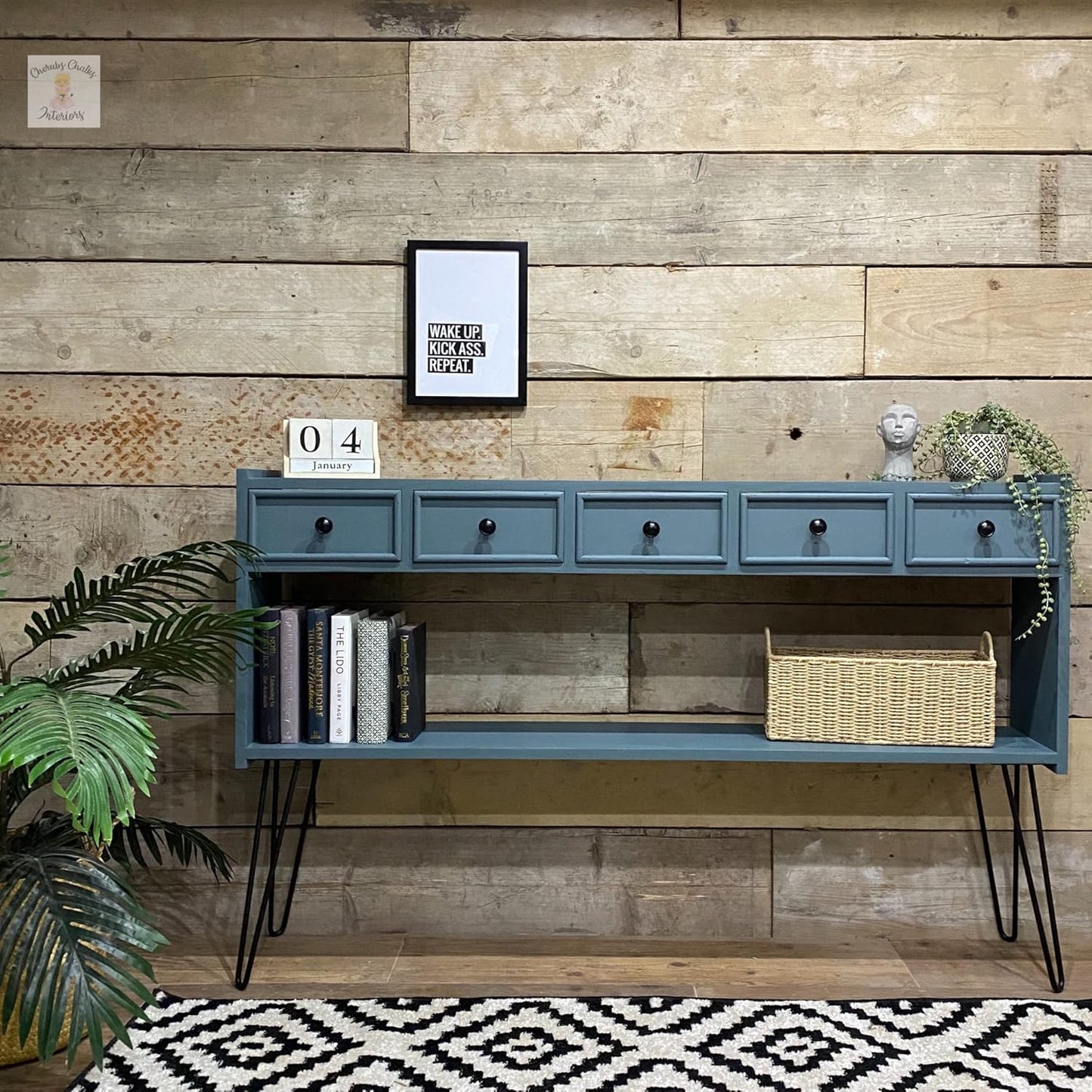 Dixie Belle Paint Company Chalk Finish Furniture Paint - Stormy Seas (16oz) - Matte Blue Gray Chic Chalk Mineral DIY Furniture Paint