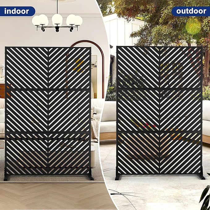 Outdoor Privacy Screen,72" H×47" W Metal Privacy Screen, Freestanding Privacy Fence Panels for Patio