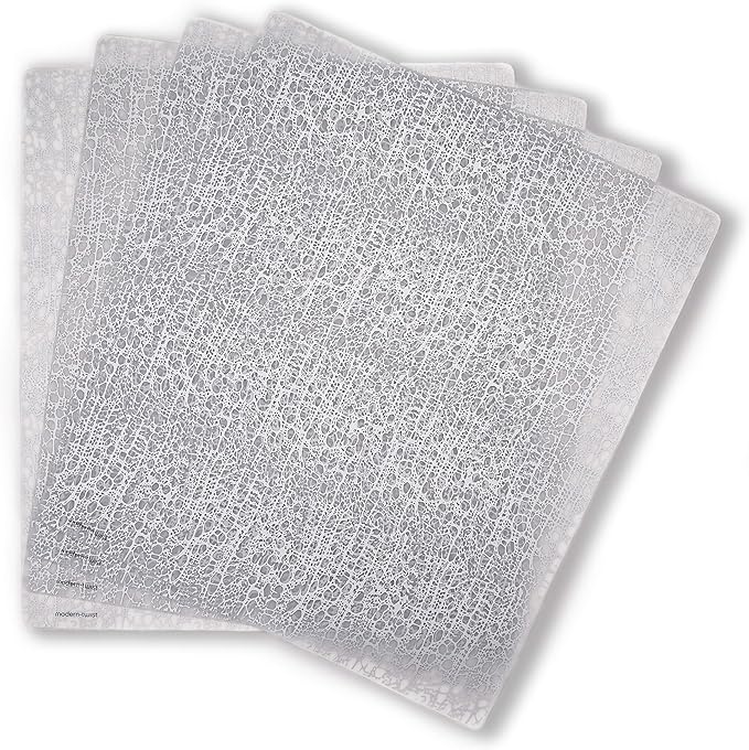 modern-twist 14" x 16" Silicone Rectangular Placemat, BPA, PVC-Free Table Mat, Dishwasher Safe, Cocoon Print in Silver, Pack of 1
