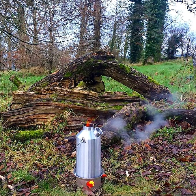 'Base Camp' Kelly Kettle® 54fl.oz. | Stainless Steel | Whistles When Boiled | Kettle & Camp Stove in one | Ultra-fast | Wood Fuelled | NO Batteries/Gas | Camping, Fishing, Scouts, Picnics, Emergencies