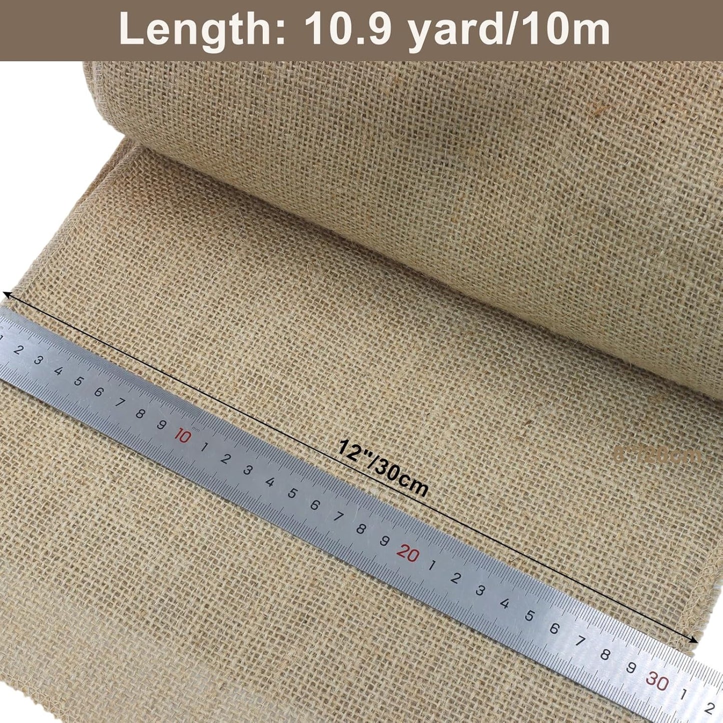12" Wide Natural Burlap Fabric - 10 Yards Jute Ribbon for Gift Wrapping, Wedding Decorations, Rustic Crafts, Wreaths & Home Decoration (30cm Wide)