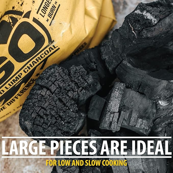 FOGO Super Premium Hardwood Lump Charcoal, Natural, Large Sized Lump Charcoal for Grilling and Smoking, Restaurant Quality, 17.6 Pound Bag, 2-Pack