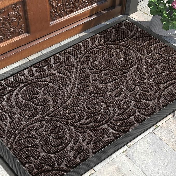 Yimobra Large Door Mat Outside Entrance 36x24, Waterproof Sturdy Outdoor Mats for Front Door, Heavy Duty Non-Slip Doormat for Garage Patio Entryway Indoor, Easy Clean, Coffee