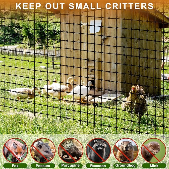 Windyun 2 Roll 100 ft 200 ft in Total Plastic Mesh Fence Roll Safety Construction Barrier Netting Outdoor Snow Temporary Garden Animal Fencing for Poultry, Chicken, Dog, Patio(Black)