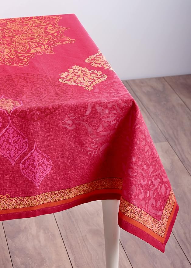 Maison d' Hermine Table Cloth Rectangle Table 100% Cotton 70 x 108 Inches Fall Tablecloth Reusable Everyday Use for Thanksgiving Christmas Decorations Dining Farmhouse Party (Versailles)