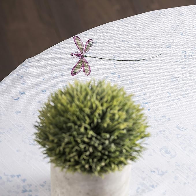 Maison d' Hermine Table Cloth Round Table 100% Cotton 69 Inches Tablecloth Reusable Decorative Everyday Use for Dining Room, Farmhouse, Home, Party, Festive & Wedding Spring Summer - Fleurs De Mai