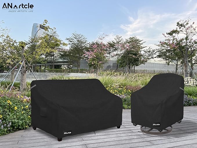 3-Seater Patio Sofa Cover,79W x 37D x 35H Inches Outdoor Couch Cover,100% Waterproof Heavy Duty Patio Sofa Covers,Patio Furniture Covers,Black