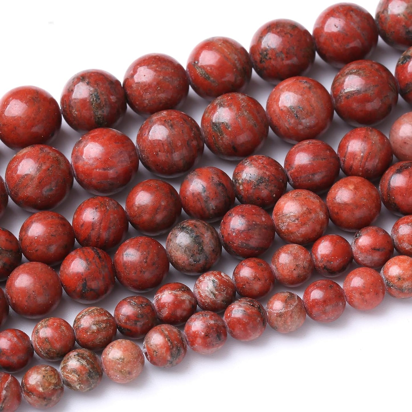 60PCS 6MM Natural Red Seasame Jasper Stone Beads Energy Healing Beads for DIY Jewelry Bracelet Necklace Making for Jewelry Making 15Inch