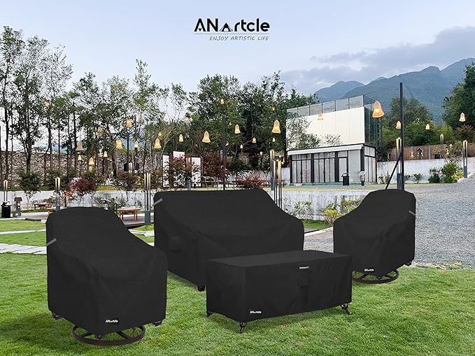 Outdoor Swivel Lounge Chair Cover 2 Pack,600D Waterproof Heavy Duty Outdoor Chair Covers(35 W x 37 D x 38.5 H inches),Patio Swivel Chair Covers for Outdoor Furniture,Black.