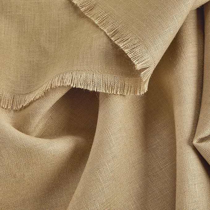 Solino Home Linen Fringe Table Runner 120 Inches Long - 100% Pure Linen Kelp Table Runner 14 x 120 Inch for Spring - Handcrafted and Machine Washable