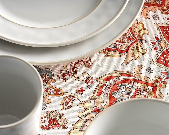 Maison d' Hermine Table Cloth Round Table 100% Cotton 63 Inches Fall Tablecloth Reusable Everyday Use for Thanksgiving Christmas Decorations Dining Farmhouse Party (Cachemire)