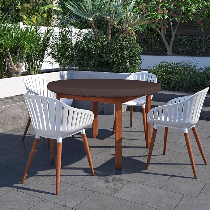 Covers & All Round Table Top Cover, 12 Oz Waterproof UV & Weather Resistant Patio Table Cover, Outdoor Table Cover for Patio Outdoor Furniture & Coffee Table (60" Dia x 4" H Inches, Coffee)
