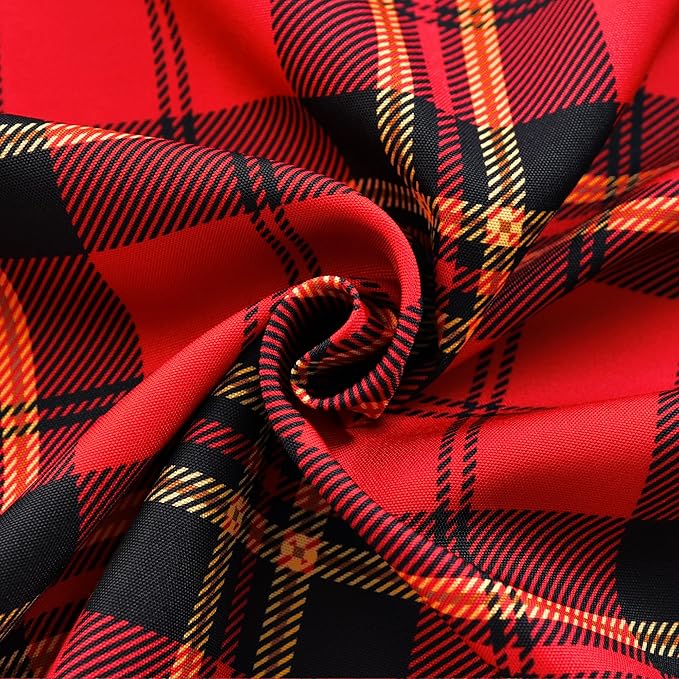 Classic Gingham Buffalo Xmas Tablecloth Fabric - Oblong 58x144 Inch Water Proof Checkered Table Cloth for Indoor Outdoor - Red Christmas Plaid Table Cover for Christmas, Holiday, New Year