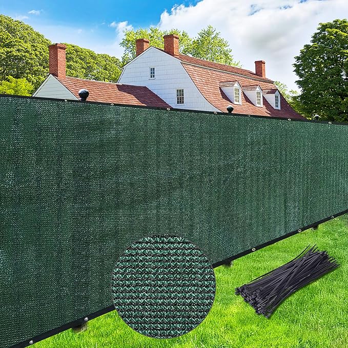 UPGRADE Privacy Screen Fence 6' x 50' Commercial Shade Cover with Brass Grommets Heavy Duty Perfect for Outdoor Back Yard-Dark Green, Customizable