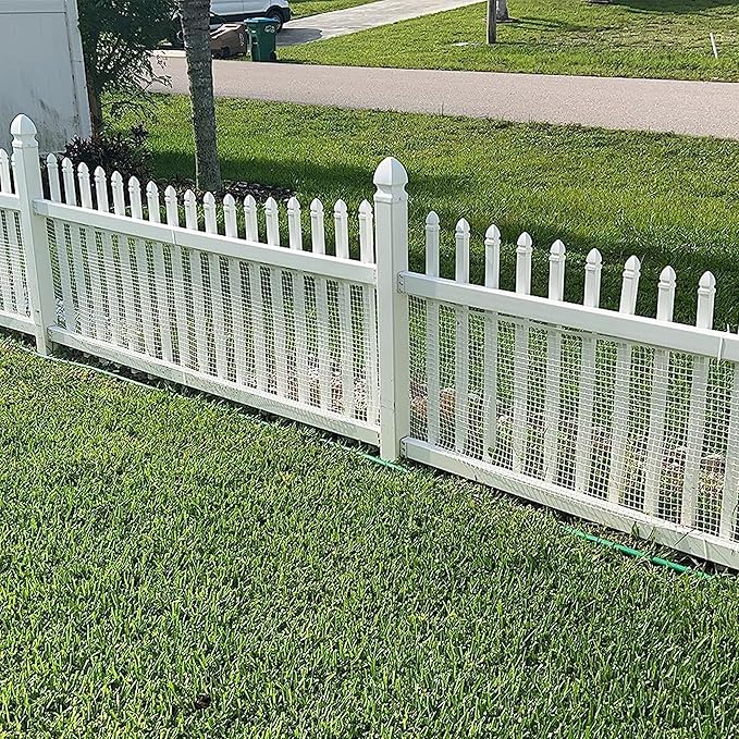 BOEN Garden Fence Temporary Barrier Outdoor Fence for Dog, Rabbit or Deer, Garden Netting Plastic Mesh Plant Protection (40" x 25', White)