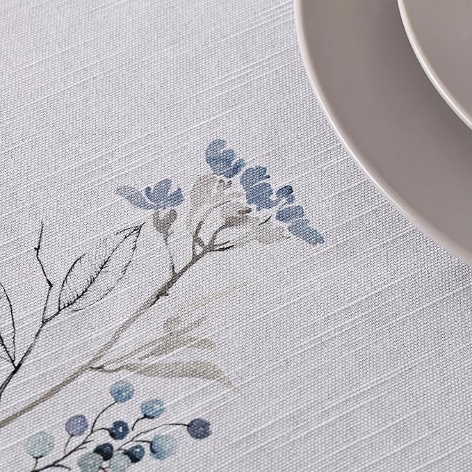 Maison d' Hermine Table Cloth Square Table 100% Cotton 54 x 54 Inches Fall Tablecloth Reusable Everyday Use for Thanksgiving Christmas Decorations Dining Farmhouse Party (Ice Florals)