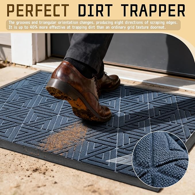 Yimobra Large Door Mat 47x32, All-Weather Waterproof Non-Slip Welcome Matt Outdoor, Heavy Duty Non Slip Doormat for Entryway for Patio and Garage Indoor, Easy Clean, Blue