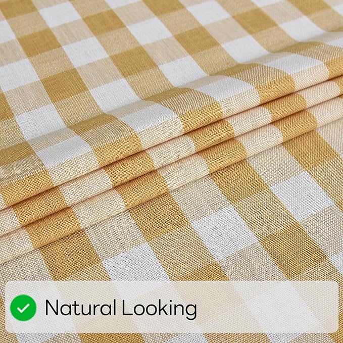 Gingham Table Cloth for Rectangle Tables Yellow Checkered Plaid Tablecloth Heavy Duty Cotton Blend Washable & Wrinkle Table Cover for Outdoor Kitchen Dining Picnic Camping (52x98 Inch)