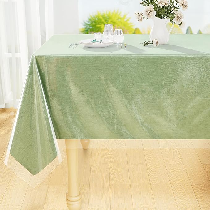 Smiry Rectangle Table Cloth 54x78 Inch, Waterproof Wipeable Vinyl Tablecloths Protector, Oil Spill Proof Plastic Table Cover for Dining, Picnic, Camping, Outdoor, Clear