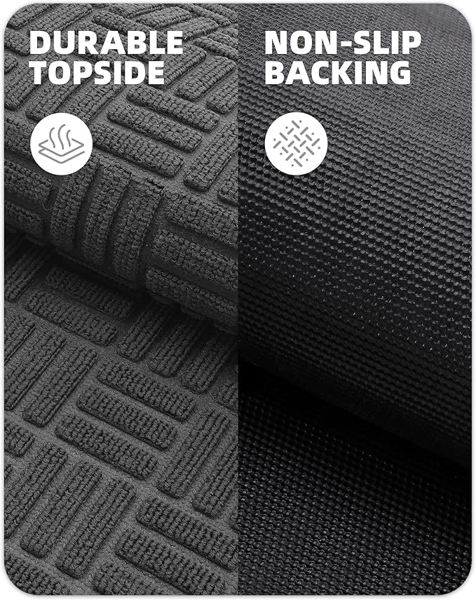 Color&Geometry Front Door Mat Outside Entrance, Heavy Duty Non Slip Low Profile Doormat for Entryway, Trap Dirt and Moisture Welcome Mats All-Weather, Easy Clean, Patio, Garage, 24"x48" Grey