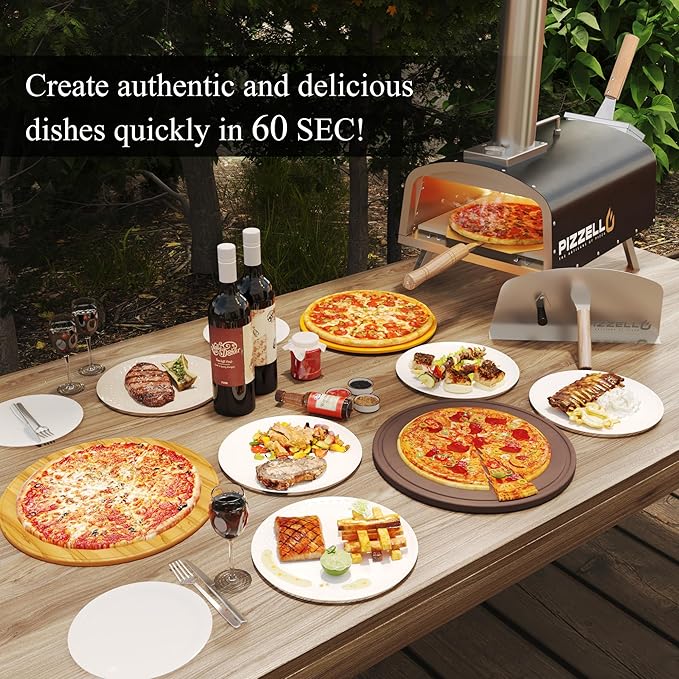 PIZZELLO 12" Outdoor Pizza Oven Propane and Wood Fired Pizza Maker Multi-Fuel Pizza Ovens with Gas Burner, Wood Tray, Stone, Pizza Peel, Cover, Forte Gas (Black)