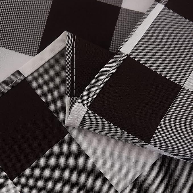 Cupuamon 2 Pack Waterproof Polyester Fabic Rectangle Checkered Tablecloth，60x120 Outdoor Table Cloth，Oil Stain Prevention Table Cloth for Pinics and Parties（Black and White）