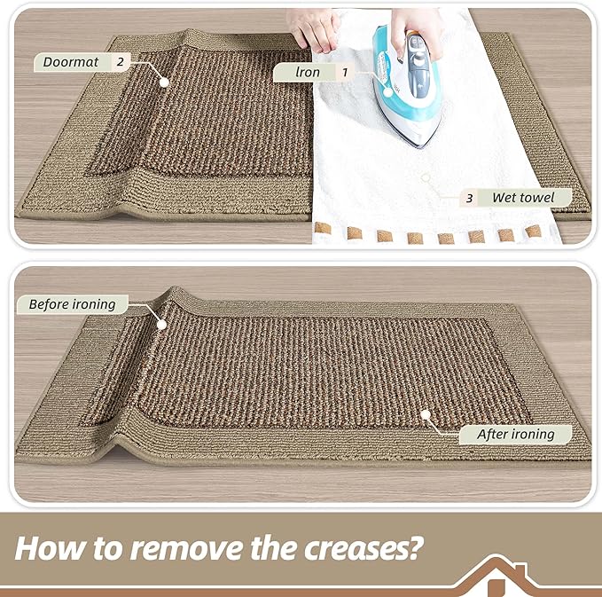 BEQHAUSE Indoor Door Mat 24" x 36", Dirt Trapper Door Mats Non-Slip Entryway Rugs Washable, Resist Dirt Absorbent Welcome Mat, Low Profile Floor Mats for Front Back Door and Entryway, Taupe