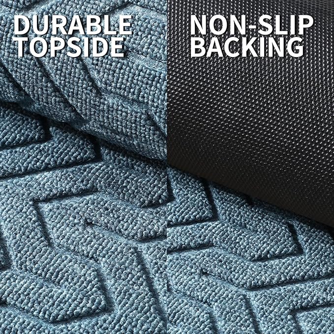 Yimobra Large Door Mat Outside Entrance 47x32, Waterproof Heavy Duty Outdoor Mats for Front Door, Non Slip Rubber Entry Mat for Garage Patio Indoor, Easy Clean, Mix Blue