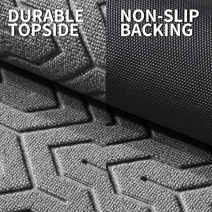 Yimobra Large Door Mat Outside Entrance 47x32, Waterproof Heavy Duty Outdoor Mats for Front Door, Non Slip Rubber Entry Mat for Garage Patio Indoor, Easy Clean, Grey