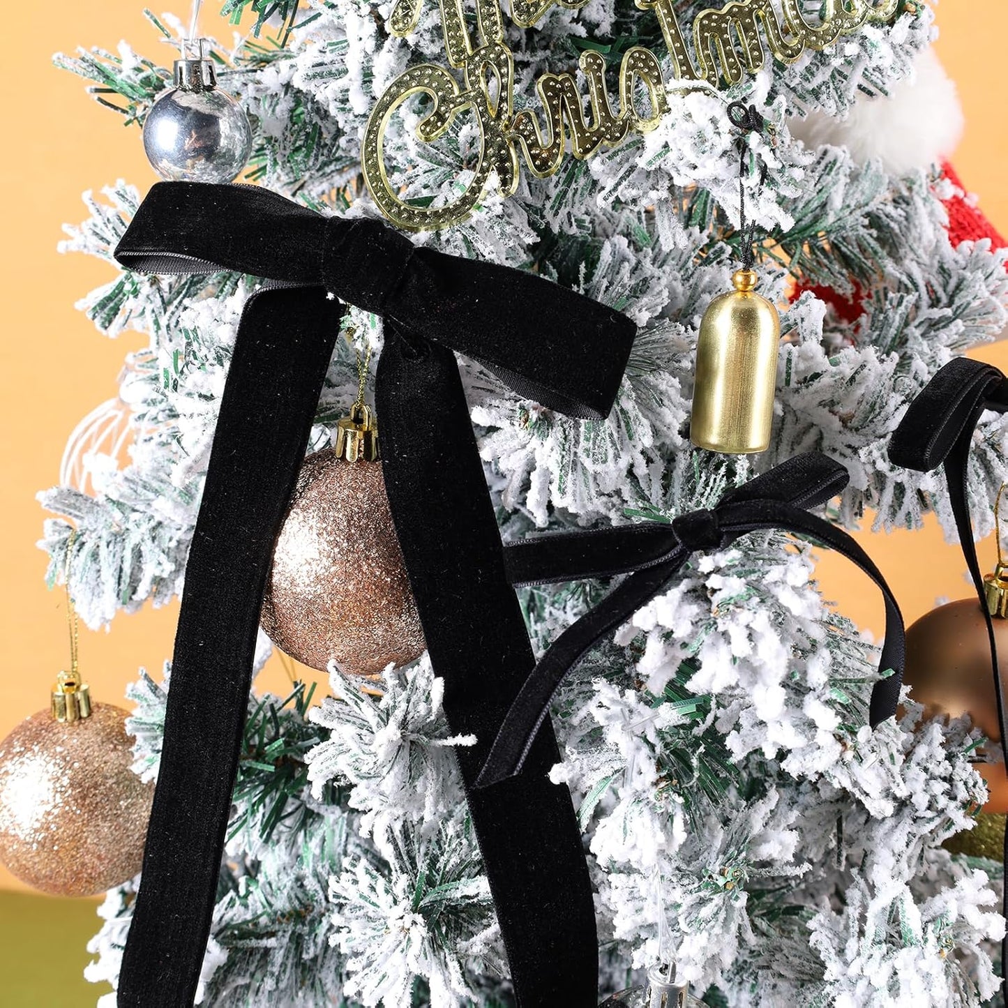 LaRibbons Thin Velvet Ribbon 1 Inch x 25 Yards, Black Velvet Ribbon for Christmas Tree, Gift Wrapping, Wreath Bow, Outdoor Decoration