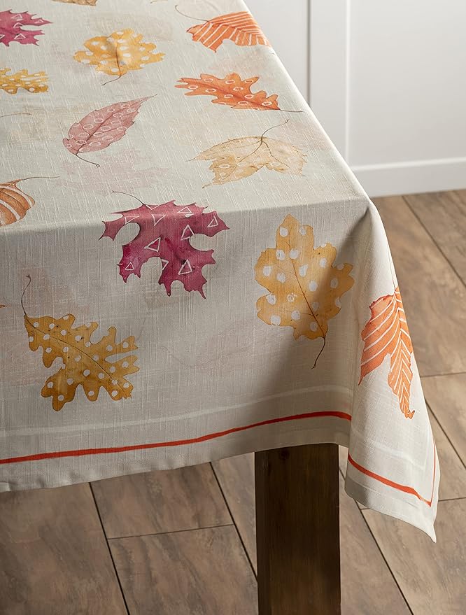 Maison d' Hermine Table Cloth Square Table 100% Cotton 54 x 54 Inches Fall Tablecloth Reusable Everyday Use for Thanksgiving Christmas Decorations Dining Farmhouse Party (Colours of Autumn)