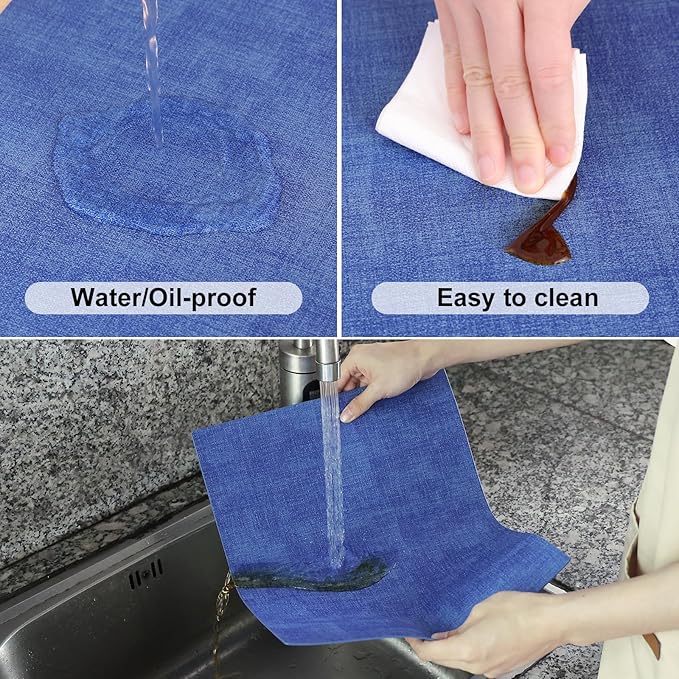 Homaxy Faux Leather Heat Resistant Placemats for Dining Table Set of 4, Waterproof Wipeable Washable PU Table Mats, Easy to Clean Anti-Slip Place Mats, 11.8" x 17", Sea Blue