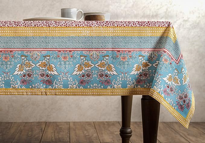 Maison d' Hermine Table Cloth Square Table 100% Cotton 54 x 54 Inches Tablecloth Reusable Decorative Everyday Use for Dining Room, Farmhouse, Home, Party, Festive & Wedding Spring Summer - Marquise