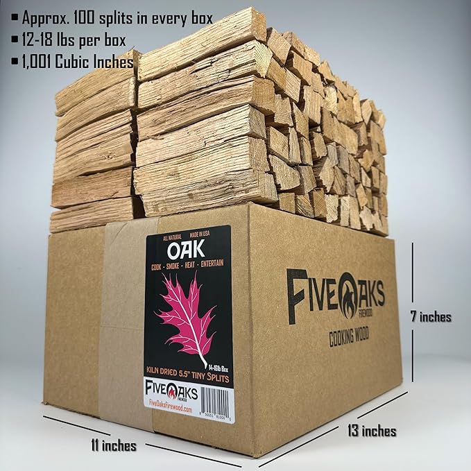 Pizza Oven Wood for Wood Fire Pizza Oven, Mini Oak Firewood. 5 Inch Oak Wood (1,000 Cubic Inches) ~5" Kiln Dried Firewood for Ooni Pizza Ovens, Gozney, Bertello Pizza Oven