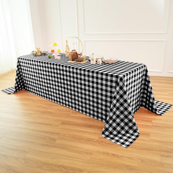 Classic Gingham Buffalo Tablecloth Fabric - Oblong 90x132 Inch Water Proof Checkered Table Cloth for Indoor Outdoor - Table Cover for Birthday, Picnics, BBQs, and Parties
