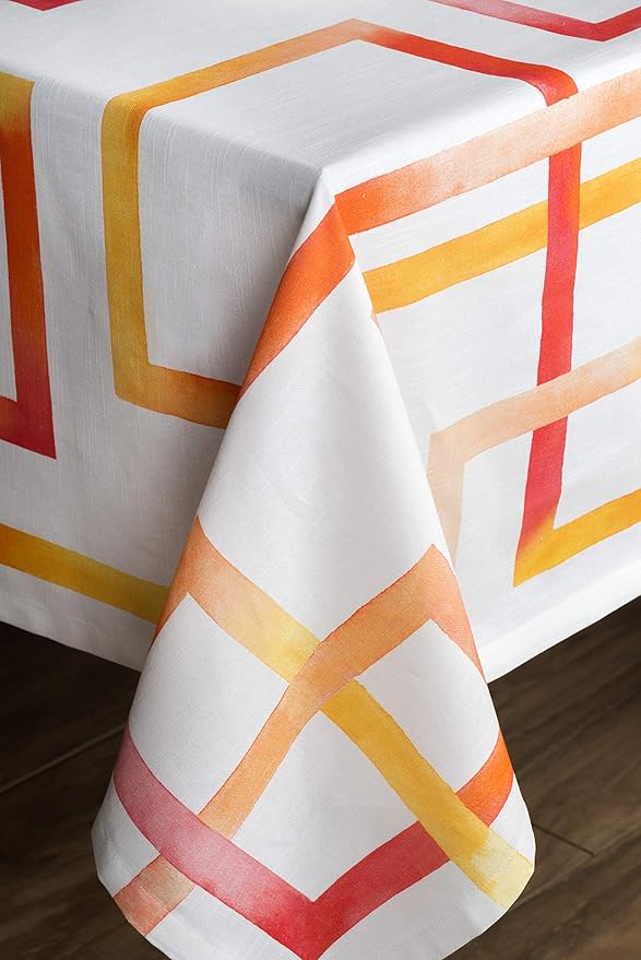 Maison d' Hermine Table Cloth Square Table 100% Cotton 54 x 54 Inches Tablecloth Reusable Decorative Everyday Use for Dining Room, Farmhouse, Home, Party, Festive & Wedding Spring Summer - Summer Maze