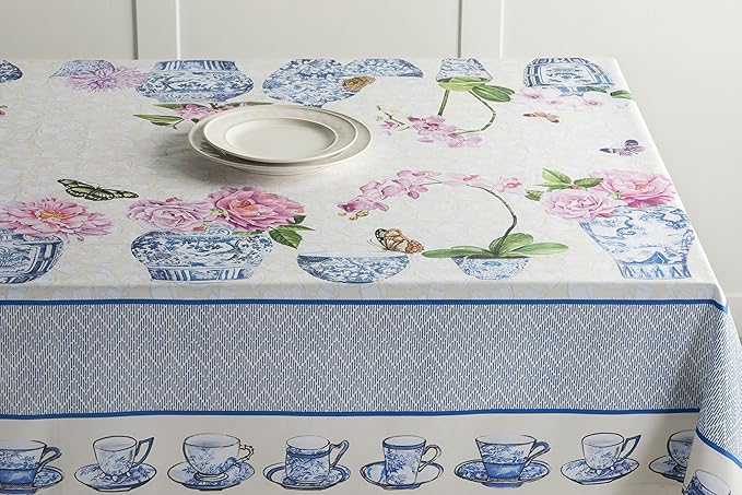 Maison d' Hermine Table Cloth Square Table 100% Cotton 54 x 54 Inches Tablecloth Reusable Decorative Everyday Use for Dining Room, Farmhouse, Home, Party, Festive & Wedding Spring Summer - Canton