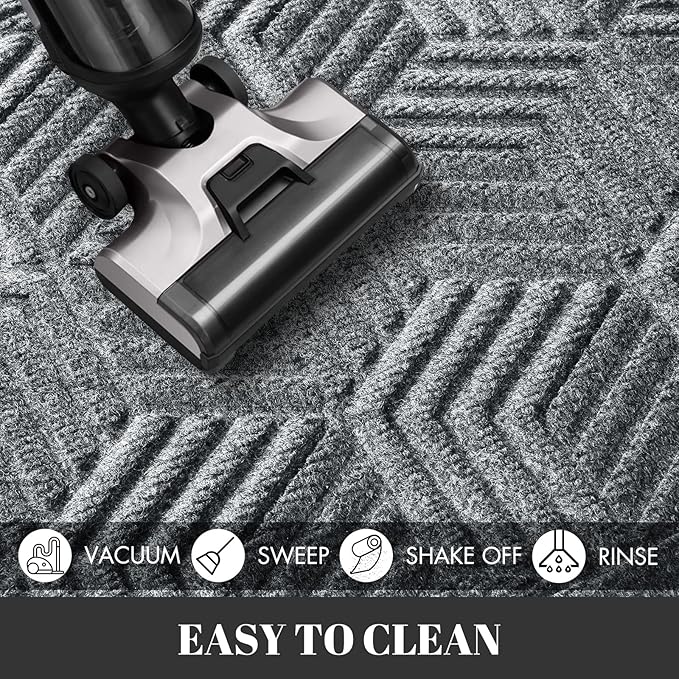 Yimobra Large Door Mat 47x32, All-Season Waterproof Outdoor Mats for Front Door Entrance with Drainage Holes, Heavy Duty Non-Slip Doormat for Garage Patio Entryway Indoor, Black Gray