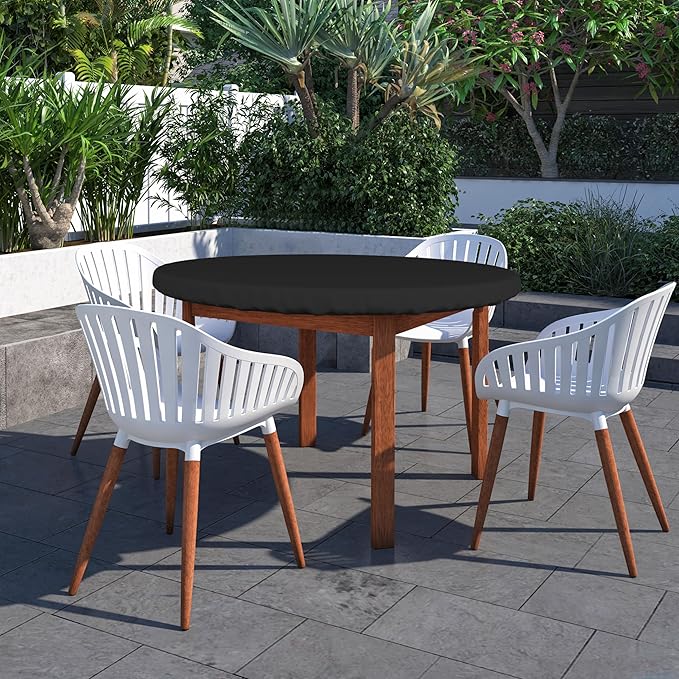 Covers & All Round Table Top Cover, 18 Oz Heavy Duty Waterproof UV & Weather Resistant Patio Table Cover, Outdoor Table Cover for Patio Outdoor Furniture & Coffee Table (44" Diameter x 4" H, Black)