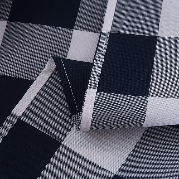 Cupuamon 2 Pack Waterproof Polyester Fabic Rectangle Checkered Tablecloth，60x84 Outdoor Table Cloth，Oil Stain Prevention Table Cloth for Pinics and Parties（Navy and White）