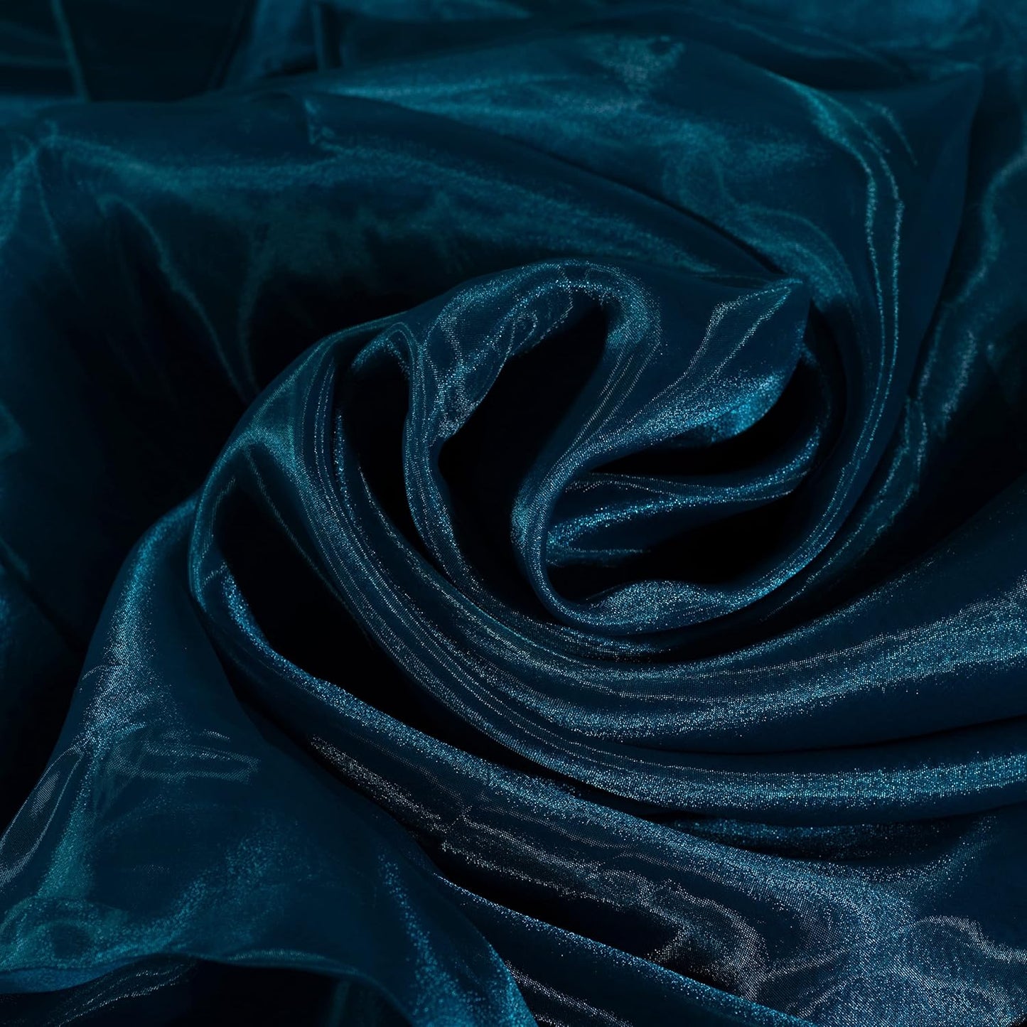 Fynite Sheer Organza Fabric | 1 Yard Long | 44" Wide | Bridal Solid Sheer Organza Bolt for Wedding Dress Fashion Craft Decorations - Dark Teal
